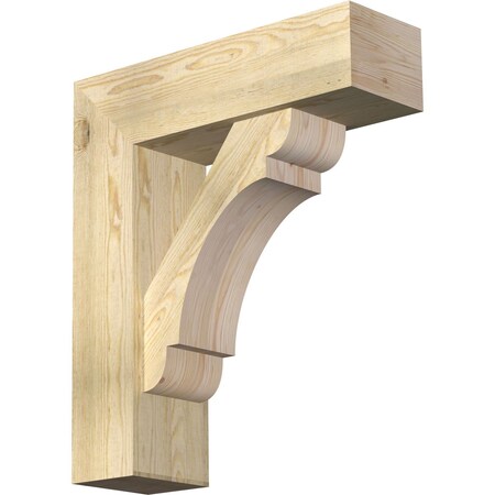 Ekena Millwork Olympic Block Rough Sawn Bracket w/ Offset Brace, Douglas Fir, 8"W x 26"D x 30"H BKT0806X26X30OLY05RDF